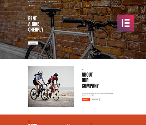 Multipurpose Elementor WordPress Theme for a Bike Renting Business