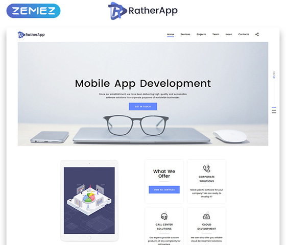 RatherApp - Landing Page HTML Template