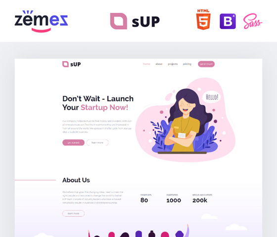 sUp - Startup Landing Page HTML Template