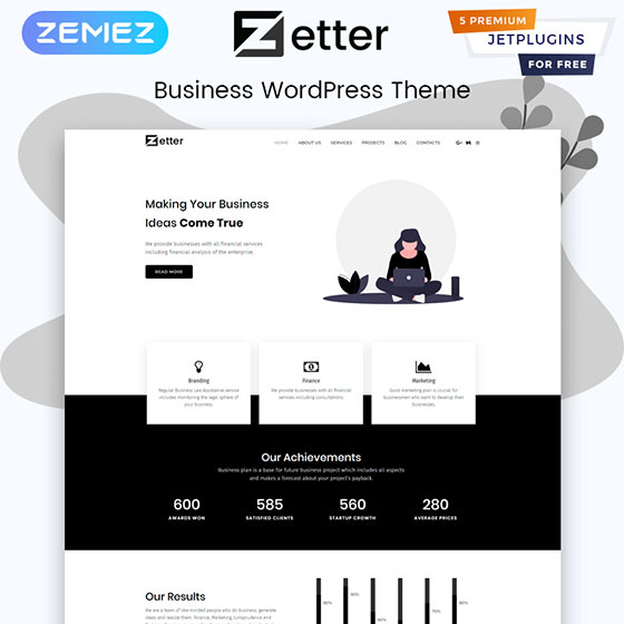 Business Multipurpose Black&White Elementor WordPress Theme